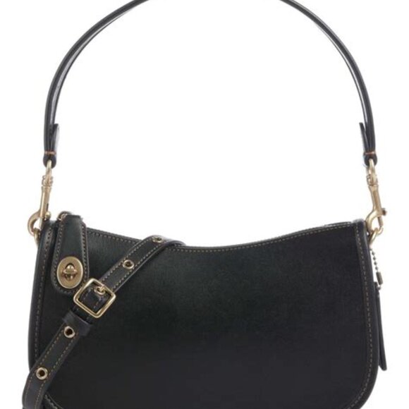 Coach Swinger Bag in Black with Brass + Bonus Leather Crossbody Strap - Picture 12 of 12